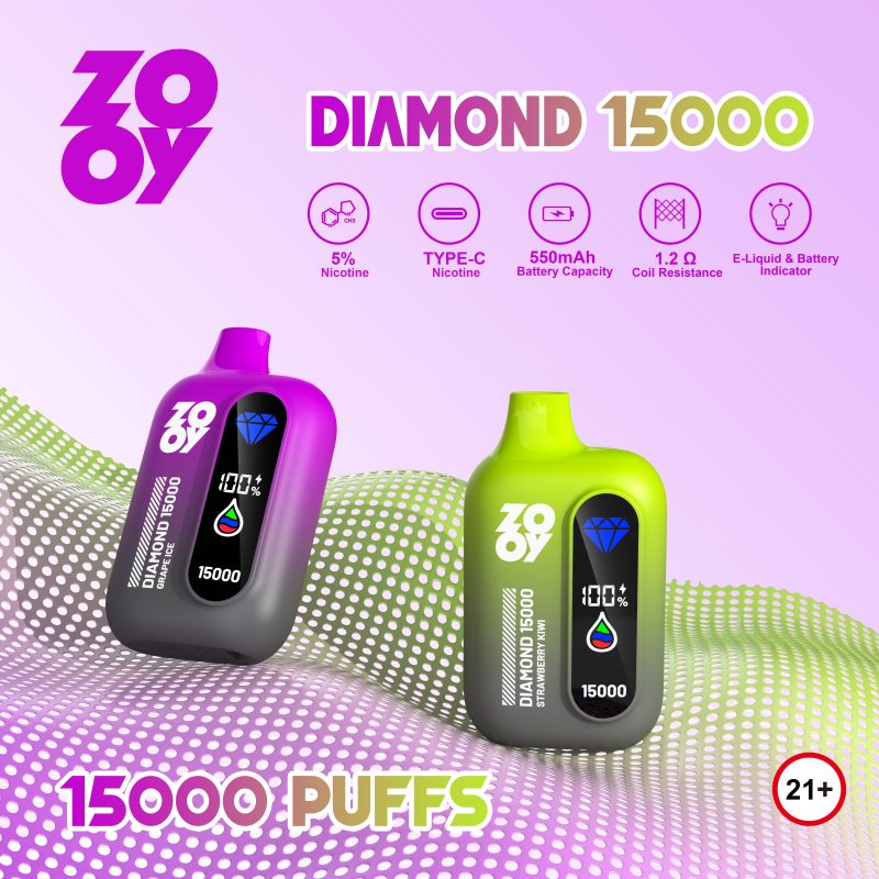 ZOOY |  DIAMOND 15000 Puffs Vape 10-Flavors Disposable E-Cigarettes (Ship from China) - Image 3