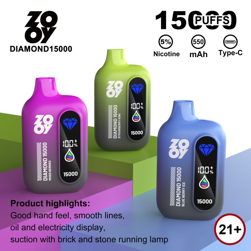 ZOOY |  DIAMOND 15000 Puffs Vape 10-Flavors Disposable E-Cigarettes (Ship from China) - Image 5