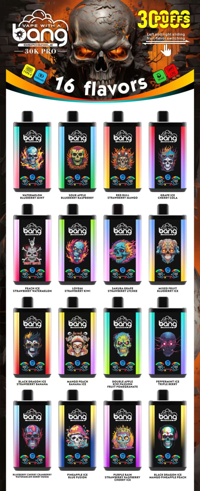 Bang | 30000 Puffs Pro Vape Double-Flavor Disposable E-Cigarettes (Ship from China) - Image 2