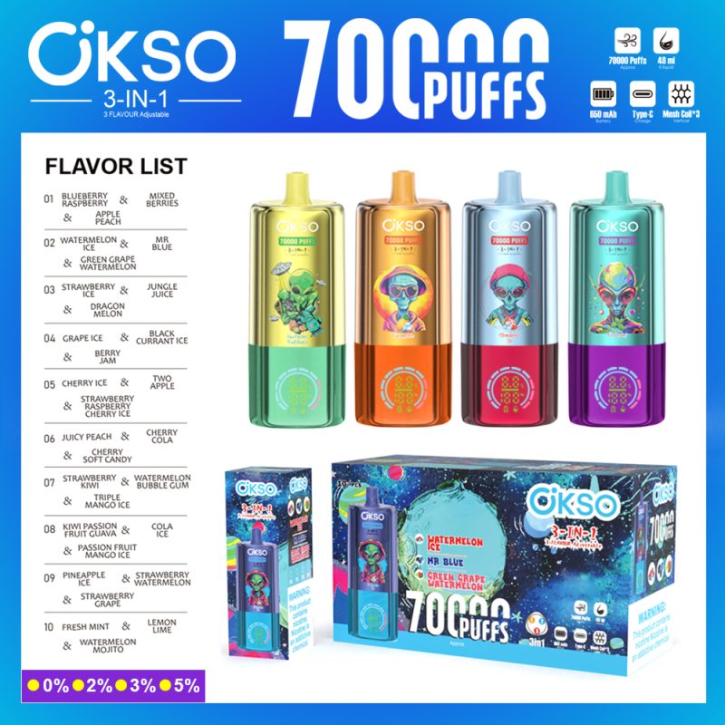 OKSO | 70000 Puffs Vape 10-Flavors Disposable E-Cigarettes (Ship from China) - Image 3
